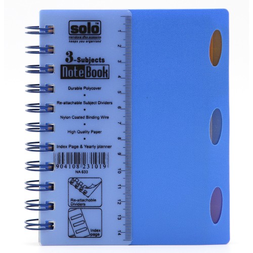 3 Subjects Note Book - 240 Pages, A6 (NA633)